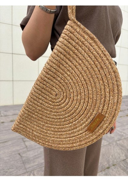 Moss Hasır Clutch Çanta Kadınlar İçin Sürdürülebilir ve Şık Günlük Kullanım 30 cm indirimleri