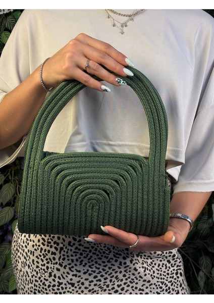 Soft Mini Jüt Hasır Portföy Clutch El Çantası Yazın Modası