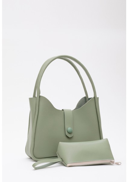 Mint Yeşil Shk79 Deri Düğme Detaylı Çıtçıtlı Makyaj Çantalı Kol ve Omuz Çantası fiyatları