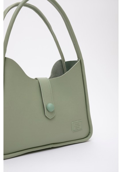 Mint Yeşil Shk79 Deri Düğme Detaylı Çıtçıtlı Makyaj Çantalı Kol ve Omuz Çantası modelleri