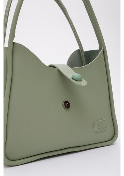 Mint Yeşil Shk79 Deri Düğme Detaylı Çıtçıtlı Makyaj Çantalı Kol ve Omuz Çantası indirimleri