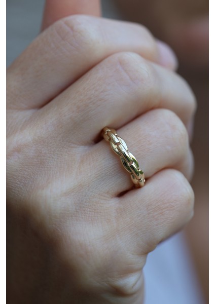 14 Ayar Altın Yuvarlak Kenarlı Gurmet Yüzük