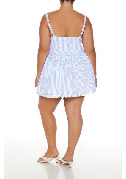 Plus Size Çizgili Mini Elbise indirimleri