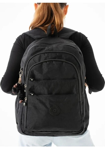 Krınkıl Öğrenci Seyahat Sırt Okul Çantası Basit Kore Tarzı Kadın Siyah Su Geçirmez