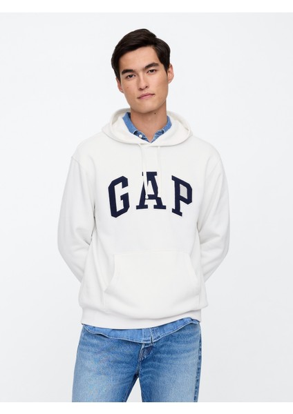 Erkek Beyaz Gap Logo Relaxed Fleece Sweatshirt