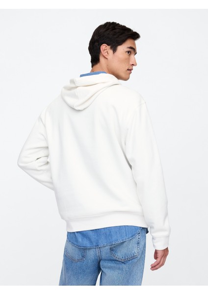 Erkek Beyaz Gap Logo Relaxed Fleece Sweatshirt fırsatları