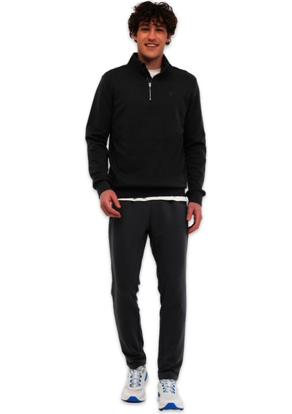 5W MB BS47 Hzip Sw 5pr Yari Fermuar Sweat Siyah Erkek Sweatshirt fırsatları