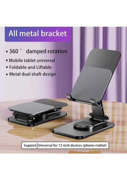 Metal Masaüstü Telefon & Tablet Standı | 360° Döner Başlık | Katlanabilir & Ayarlanabilir Yükseklik | Evrensel Uyumlu fırsatları