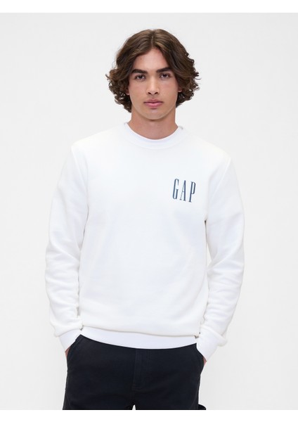 Erkek Beyaz Gap Logo Fleece Sweatshirt