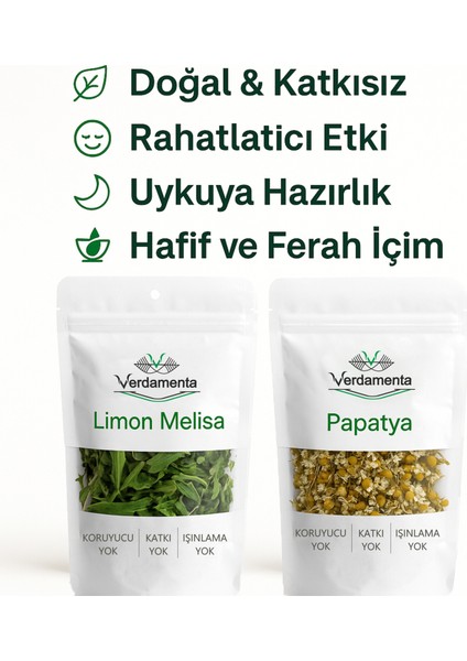 Limon Melisa & Papatya Çayı – 2’li Bitki Çayı Seti (20 gr + 20 gr) – Beyaz Kilitli Paket modelleri