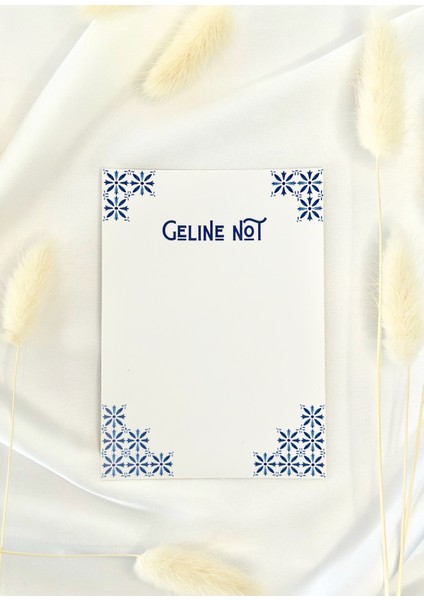 Mavi Çiçek Geline Not Bekarlığa Veda Dilek Kartı / Kına Gecesi Kartı