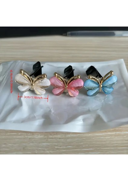 Araç Içi Klips Klima Süsü , Havalandırma Süsü Kristal Taşlı Renkli Kelebek 3 Adet modelleri