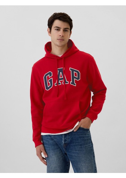Erkek Kırmızı Gap Logo Relaxed Fleece Sweatshirt