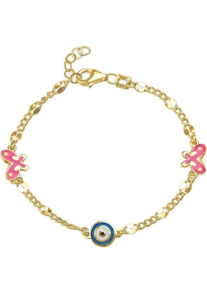 Melike Pembe Kelebekli Çocuk Bilekliği