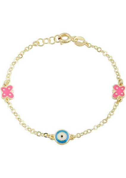 Melike Pembe Kelebekli Çocuk Bilekliği