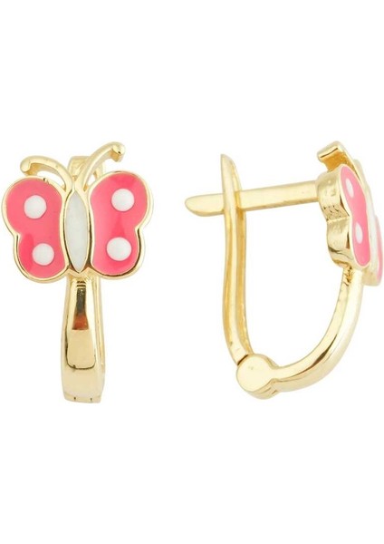 Melike Pembe Kelebek Çocuk Küpesi