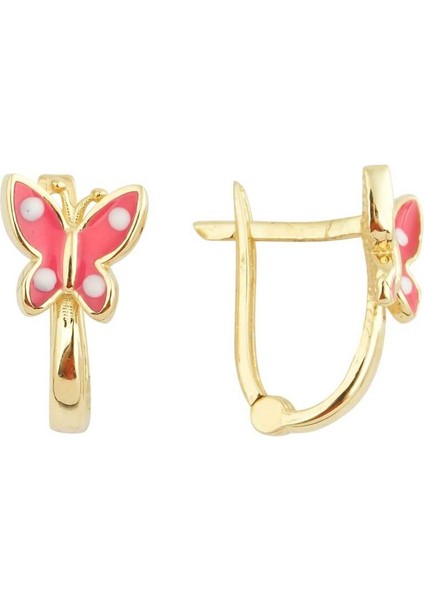 Melike Pembe Kelebek Çocuk Küpesi