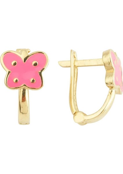 Melike Pembe Kelebek Çocuk Küpesi