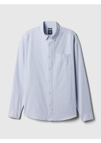 Erkek Mavi Gap Logo Oversize Oxford Gömlek modelleri