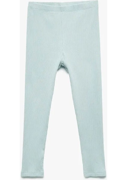 Pamuklu Beli Lastikli Ribanalı Mavi Kız Bebek Tayt 6WMG40016AK