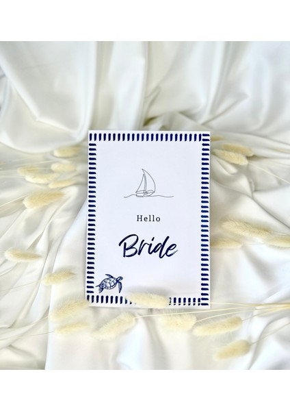 8 Adet Lacivert Hello Bride Yazılı Kart /bekarlığa Veda-Nedime-Düğün