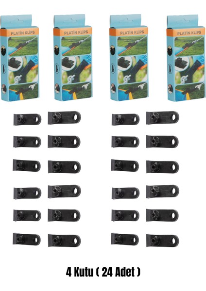 24 Adet Çoklu Kullanımlı Branda, Gölgelik, Tarp Çadır Için Yüksek Kaliteli Vidalı Plastik Klips