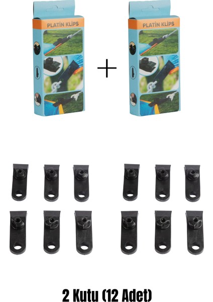 2 Adet 6'lı Paket Çoklu Kullanımlı Branda, Gölgelik, Tarp Çadır Için Yüksek Kaliteli Vidalı Plastik Klips