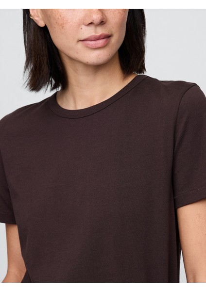 Kadın Koyu Kahverengi %100 Organik Pamuk Vintagesoft T-Shirt modelleri