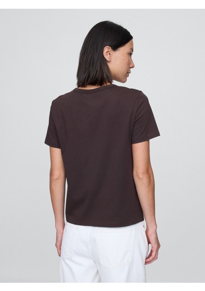 Kadın Koyu Kahverengi %100 Organik Pamuk Vintagesoft T-Shirt fırsatları