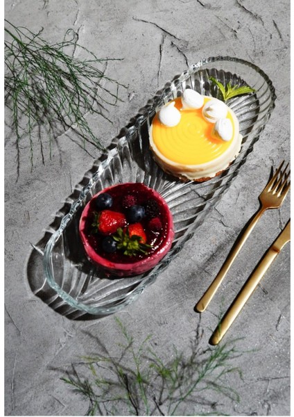 Kristal 4 Lü Kayık Tabak Çerezlik Sunumluk Set 4 Adet