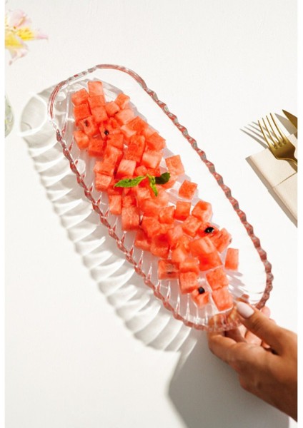 Kristal 4 Lü Kayık Tabak Çerezlik Sunumluk Set 4 Adet modelleri