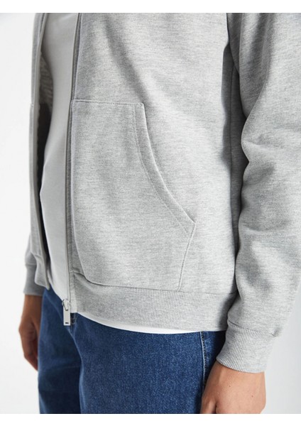 Lcwaıkıkı Basic Gri Kapüşonlu Düz Uzun Kollu Kadın Fermuarlı Sweatshirt modelleri