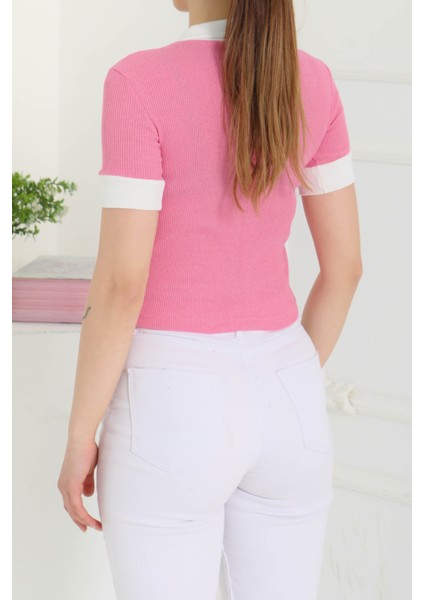 Yaka Garnili Crop Pembe - 27139 indirimleri