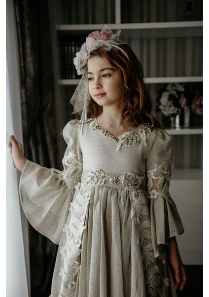 Özel Tasarım Uzun Kız Çocuk Abiye Elbise, Taç Aksesuarlı, Doğum Günü ELBISESI_M2050 modelleri