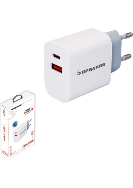 · Samsung Galaxy S24+ Uyumlu 45 Watt PT-X45 Hızlı Turbo Şarj Başlık Yerli Üretim