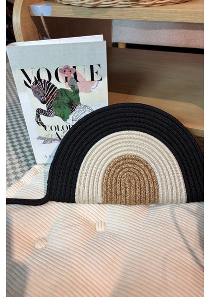 Moss Fermuarlı Hasır Jüt Vegan Clutch Çanta