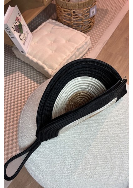 Moss Fermuarlı Hasır Jüt Vegan Clutch Çanta fırsatları