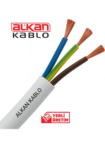 3x2,5 Mm² Nvv Nym Kablo Beyaz (%100 Bakır) 5 Metre fiyatları