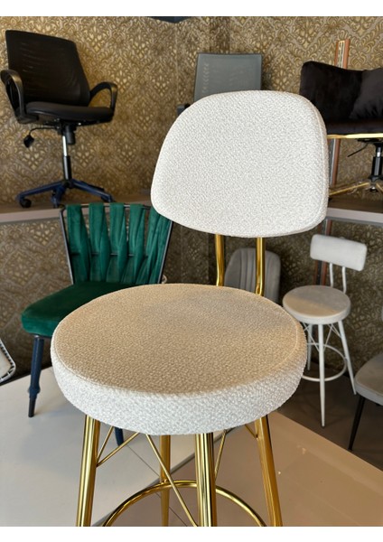Yeni Teddy Kumaş Dolce Bar Sandalyesi Gold 65 cm EKRU.90 cmden 99 cm e kadar olan Ada&masalara Uyumlu fırsatları