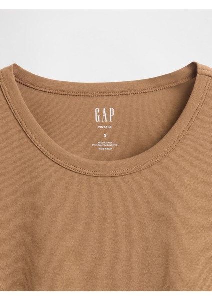 Kadın Kahverengi %100 Organik Pamuk Vintagesoft T-Shirt modelleri