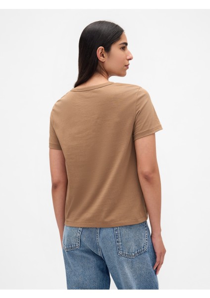 Kadın Kahverengi %100 Organik Pamuk Vintagesoft T-Shirt fırsatları