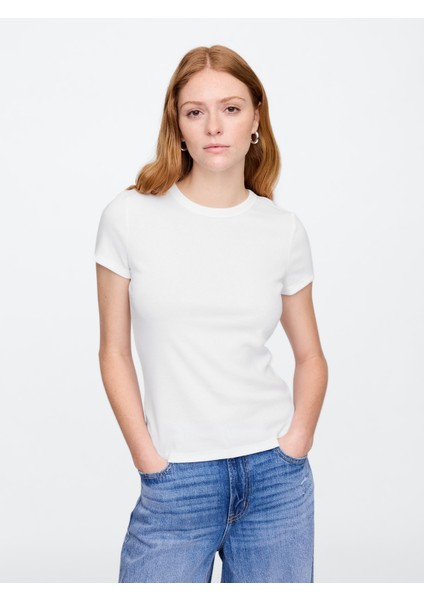 Kadın Beyaz Soft Crewneck T-Shirt