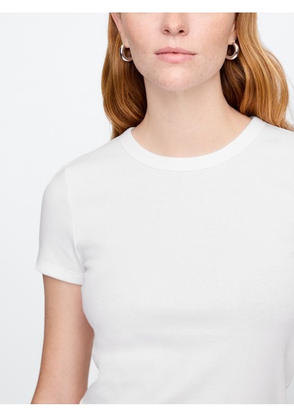 Kadın Beyaz Soft Crewneck T-Shirt modelleri