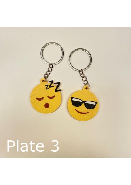 2 Çeşit Emoji Uykulu ve Gözlüklü Suratlar Sevimli Figür Karakter Anahtarlık