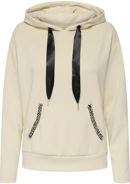 Kadın Onlfancy Kapüşonlu Kanguru Cepli Sweatshirt 15303838 Ekru fiyatları