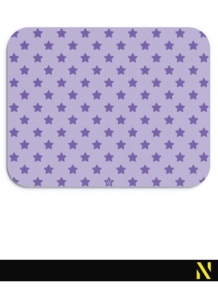 Mor Renkli Yıldız Desen Ergonomik Mouse Pad - 23 cm x 19 cm - Kaydırmaz Taban Ev ve Ofis Kullanımı Için Ideal Fare Altlığı Mousepad