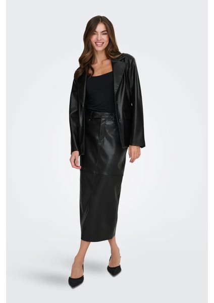 Kadın Onlverona Deri Ceket 15350362 Siyah