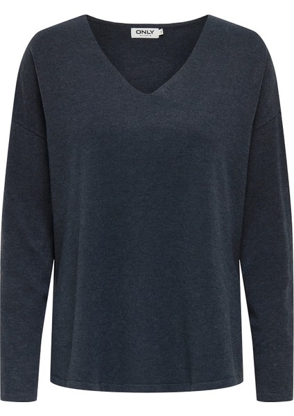 Kadın Onlamalıo Oversize V Yaka Örme Kazak 15340735 Lacivert fiyatları