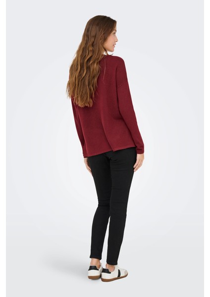 Kadın Onlamalıo Oversize V Yaka Örme Kazak 15340735 Bordo indirimleri