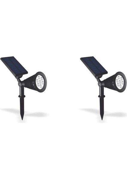 2 Adet 7 Watt Solar Güneş Enerjili Kazıklı Çim Armatür Amber Rgb CT-7310